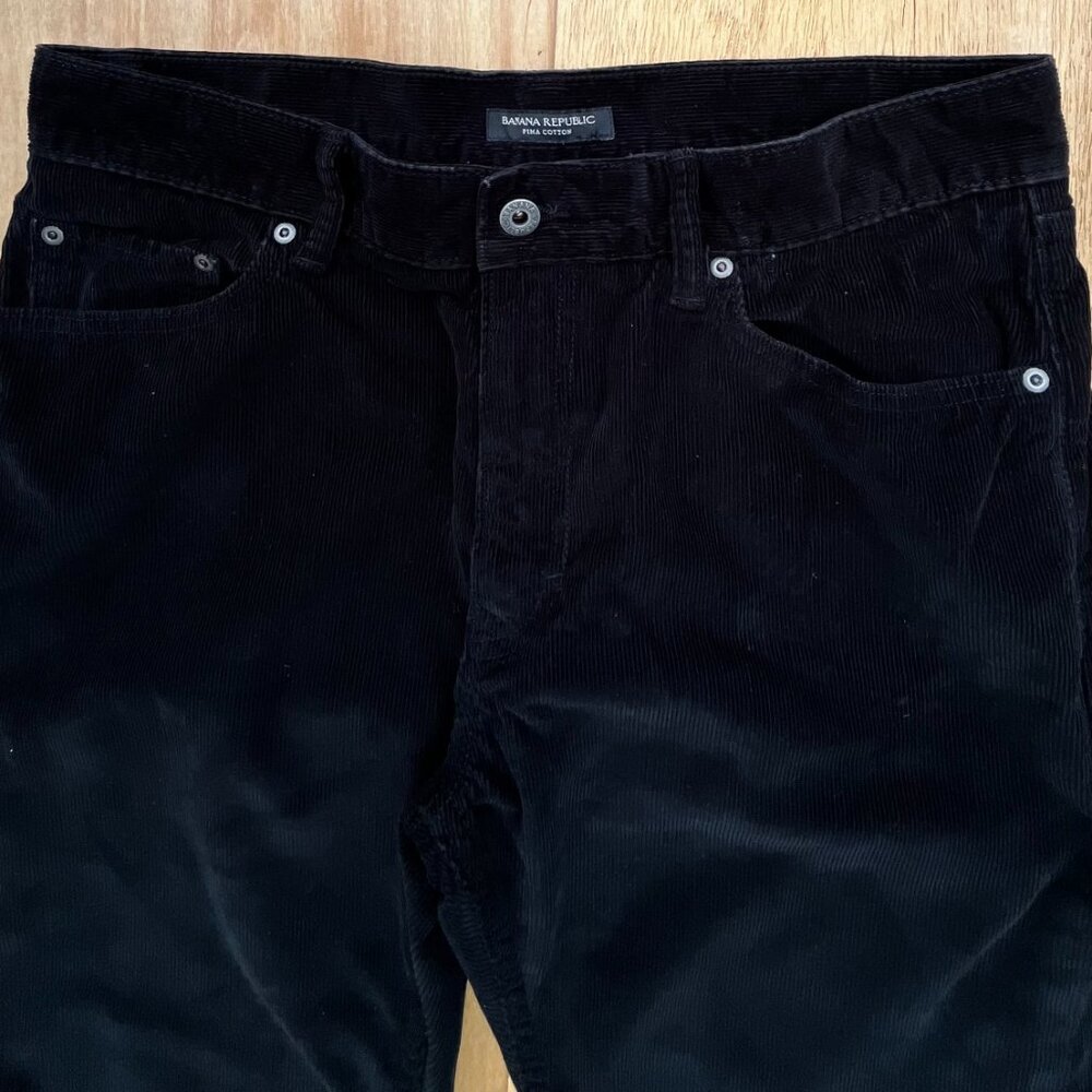 BANANA REPUBLIC PIMA COTTON CORDUROY STRAIGHT JEANS MEN’S sz 34W 34L Black - Picture 2 of 12